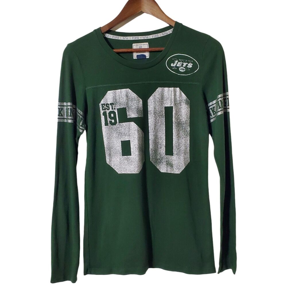 Victoria's Secret New York Jets Shirt Size M NFL PINK Jets Girl Green Womens